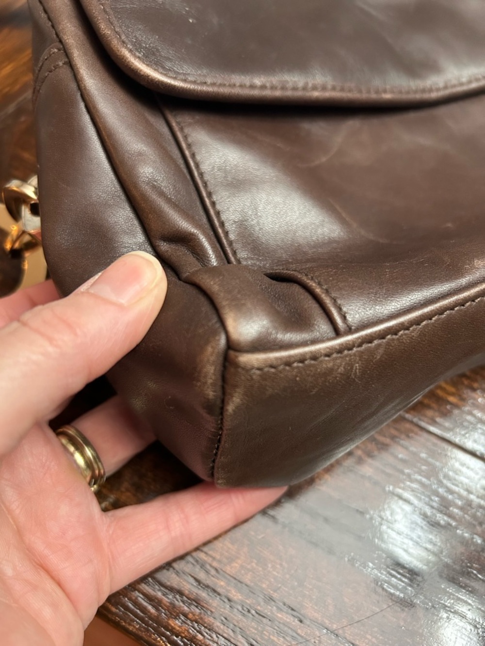 Vintage Leather Co By Liz Claiborne Brown Leather Cross Body Adjustable Strap - Picture 15 of 15